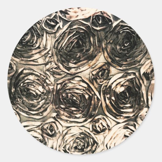 グラマラス ローズ ゴールド ブロンズ ラスティック フローラル グラム ラウンドシール (正面)