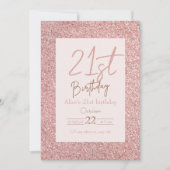 グラマラス 21歳の誕生日 ピンクグリッター 招待状 (正面)
