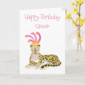 グラマリーアムールレオパードハッピーバースデークイーンカード カード (黄色い花)