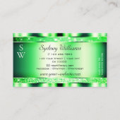 グラマリーエメラルドグリーングリッタースターズアンドモノグラム 名刺 (裏面)