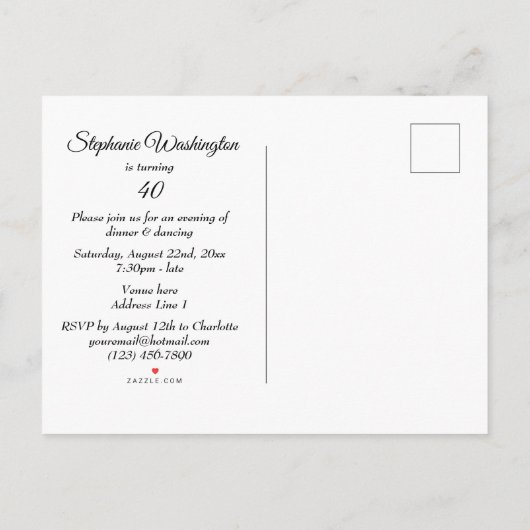 グラマリーエレガンスバースデーパーティー インビテーションポストカード (裏面)