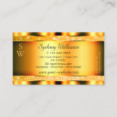 グラマリーオレンジスパークルグリッタースターズモノグラム 名刺 (裏面)