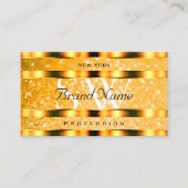 グラマリーオレンジスパークルグリッタースターズモノグラム 名刺 (正面)