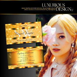 グラマリーオレンジスパークルグリッタースターズモノグラム 名刺