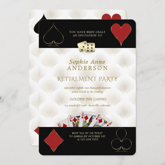 グラマリーカジノベガストランプのポーカー退職パーティー 招待状 (正面/裏面)