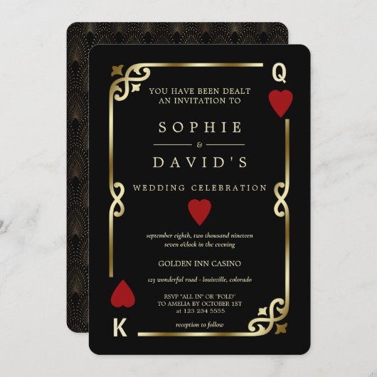 グラマリーカジノラスベガストランプのポーカー結婚ズ 招待状 (正面/裏面)