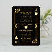 グラマリーカジノラスベガス結婚トランプのポーカー実在ズ 箔招待状 (立ち正面)