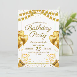 グラマリーゴールデン誕生祝い招待状 招待状