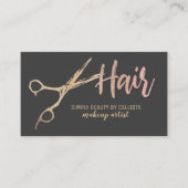 グラマリーゴールドフォイルグリッターハサミ美容師 名刺 (正面)