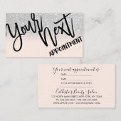 グラマリーシックなシルバーグリッターピンクモダン 予約カード (正面/裏面)