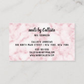 グラマリーシックなピンクグリッターマーブルネイリスト 名刺 (裏面)