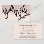 グラマリーシックバラ金ゴールドグリッターピンクモダン 予約カード (正面/裏面)