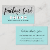 グラマリーシックミントシルバーグリッターモダンロイヤリティ ロイヤリティカード (正面/裏面)