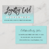 グラマリーシックミントシルバーグリッター モダン ロイヤリティカード (正面/裏面)