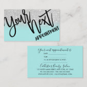 グラマリーシックミントシルバーグリッター モダン 予約カード (正面/裏面)