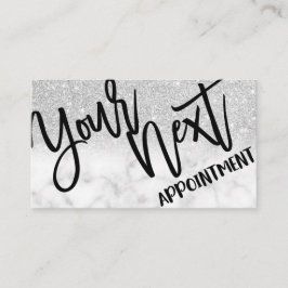 グラマリーシックモダンシルバーグリッター大理石 予約カード