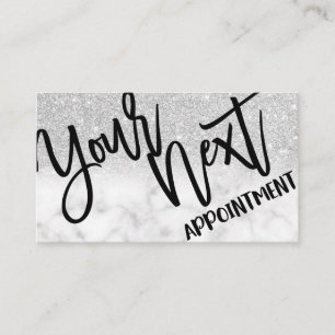 グラマリーシックモダンシルバーグリッター大理石 予約カード