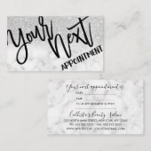 グラマリーシックモダンシルバーグリッター大理石 予約カード (正面/裏面)