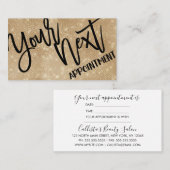 グラマリーシック金ゴールドグリッターシークインモダン 予約カード (正面/裏面)