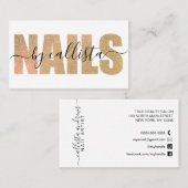 グラマリーシック金ゴールドグリッタータイポグラフィネイルアーティスト 名刺 (正面/裏面)