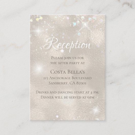 グラマリーシャンパングリッターウェディングレセプション エンクロージャーカード (正面)