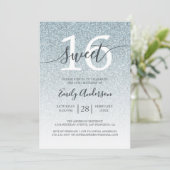 グラマリーシルバーグラデーショングリッタースウィート16誕生日 招待状 (スタンド正面)