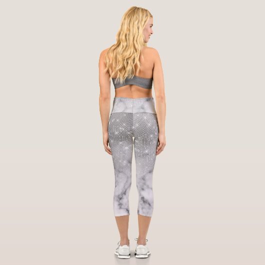 グラマリーシルバーグリッターホワイトマーブルグラデーション カプリレギンス (裏面)