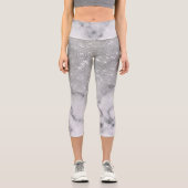 グラマリーシルバーグリッターホワイトマーブルグラデーション カプリレギンス (正面)
