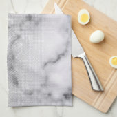 グラマリーシルバーグリッターホワイトマーブルグラデーション キッチンタオル (四つ折り)