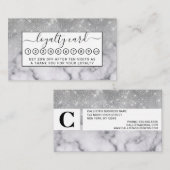 グラマリーシルバーグリッターホワイトマーブルグラデーション ロイヤリティカード (正面/裏面)