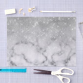 グラマリーシルバーグリッターホワイトマーブルグラデーション 薄葉紙 (クラフト)