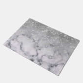 グラマリーシルバーグリッターホワイトマーブル ドアマット (アングル)