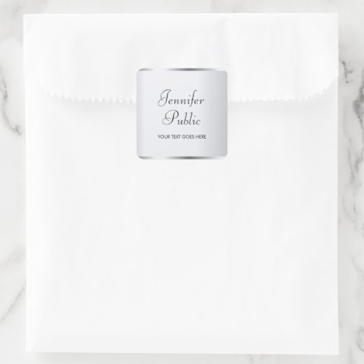 グラマリーシルバールックテンプレートモダンタイポグラフィ スクエアシール (バッグ)