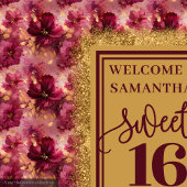 グラマリースウィート16赤面ブルゴーニュ金ゴールドバナー タペストリー