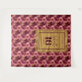 グラマリースウィート16赤面ブルゴーニュ金ゴールドバナー タペストリー (正面(横))