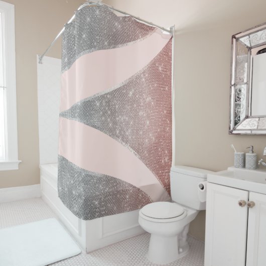 グラマリースパークリシルバーバラ金ゴールドグリッタージオ シャワーカーテン (インサイチュ)