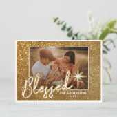 グラマリースパークルグリッター賛美ハッピーホリデー シーズンカード (スタンド正面)