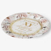 グラマリーダスティピンクフローラ誕生日紙プレート ペーパープレート (アングル)