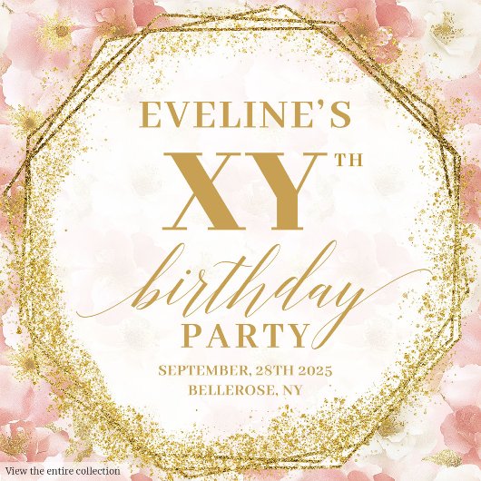 グラマリーダスティピンクフローラ誕生日紙プレート ペーパープレート