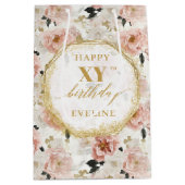 グラマリーダスティピンク素朴金ゴールド誕生日抱き枕 ミディアムペーパーバッグ (正面)