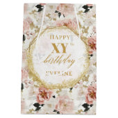 グラマリーダスティピンク素朴金ゴールド誕生日抱き枕 ミディアムペーパーバッグ (裏面)