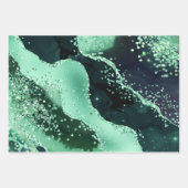 グラマリーダークグリーンフェイクグリッターアゲート ラッピングペーパーシート (正面3)