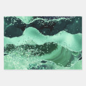 グラマリーダークグリーンフェイクグリッターアゲート ラッピングペーパーシート (正面2)