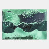 グラマリーダークグリーンフェイクグリッターアゲート ラッピングペーパーシート (正面)