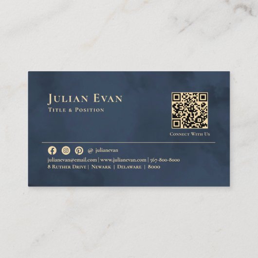 グラマリーネイビーブルー金ゴールドプロフェッショナル 名刺 (裏面)