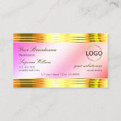 グラマリーパステルピンク縁ど金ゴールドアンドロゴラグジュアリー 名刺 (裏面)