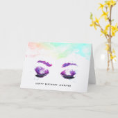 グラマリーパープルアイズ&ブローズウォーター誕生日 カード (黄色い花)