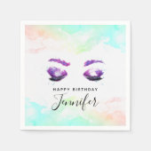 グラマリーパープルアイズ&ブローズウォーター誕生日 スタンダードカクテルナプキン (正面)