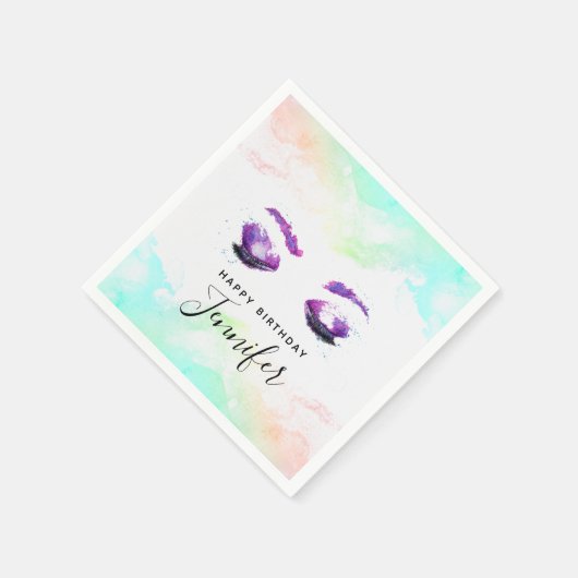 グラマリーパープルアイズ&ブローズウォーター誕生日 スタンダードカクテルナプキン (角)