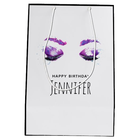 グラマリーパープルアイズ&ブローズウォーター誕生日 ミディアムペーパーバッグ (裏面)